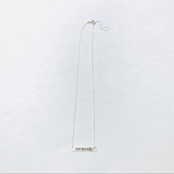 JUST MARRIED ENGRAVED ANTQUE SILVER BAR BRIDAL 9” - Picture 3 of 7